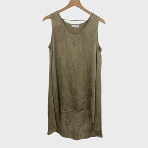 Bryn Walker Golden Taupe Dragon Print Silk High Low Tunic Mini Dress Size Medium